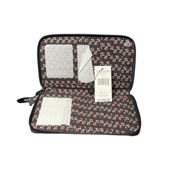 Vera Bradley RFID Deluxe Travel Wallet Perennials Noir (NWT) - Picture 3 of 4